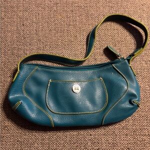 Vintage  Teal Leather Shoulder Bag